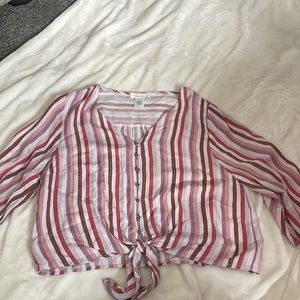 Striped Shirt, 3/4 length sleeve, size: Medium